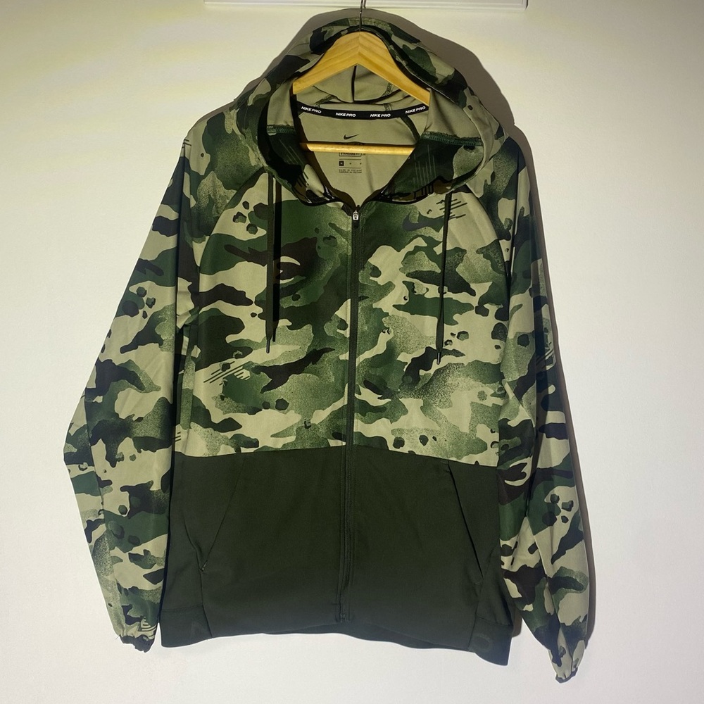 nike pro flex vent camo mens full-zip hooded training jacket